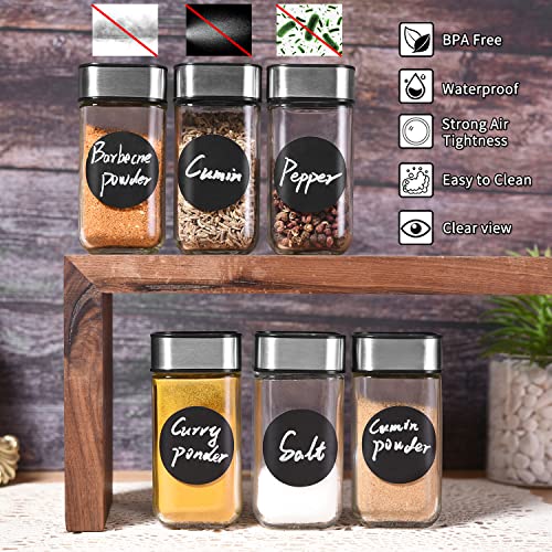 Foto von Elagel 6 Gewürzgläser Eckig mit Streueinsatz, Gewürzstreuer Glas mit Drehbare Abdeckung aus Edelstahl, 120ML Gewürzdosen Set mit Trichter, Etikett, Spice Jars Gewürzbehälter Gewürzaufbewahrung