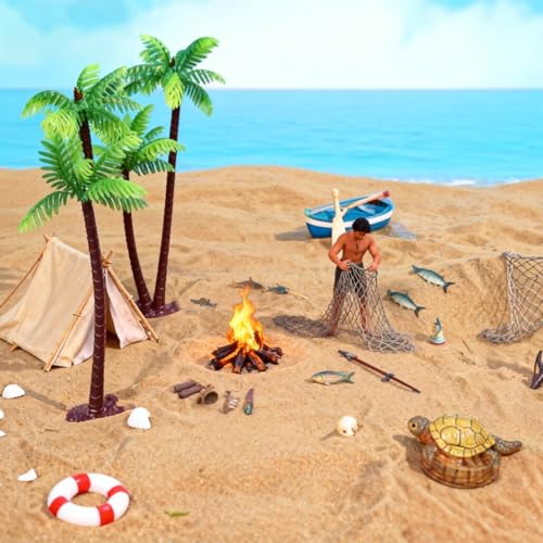 Image of NOLITOY 5 Pcs Plastic Palm Tree Ornaments: Mini Tropical Tree Figurines for Cake Topper Fish Tank -Micro Landscape Decor Coconut Plants