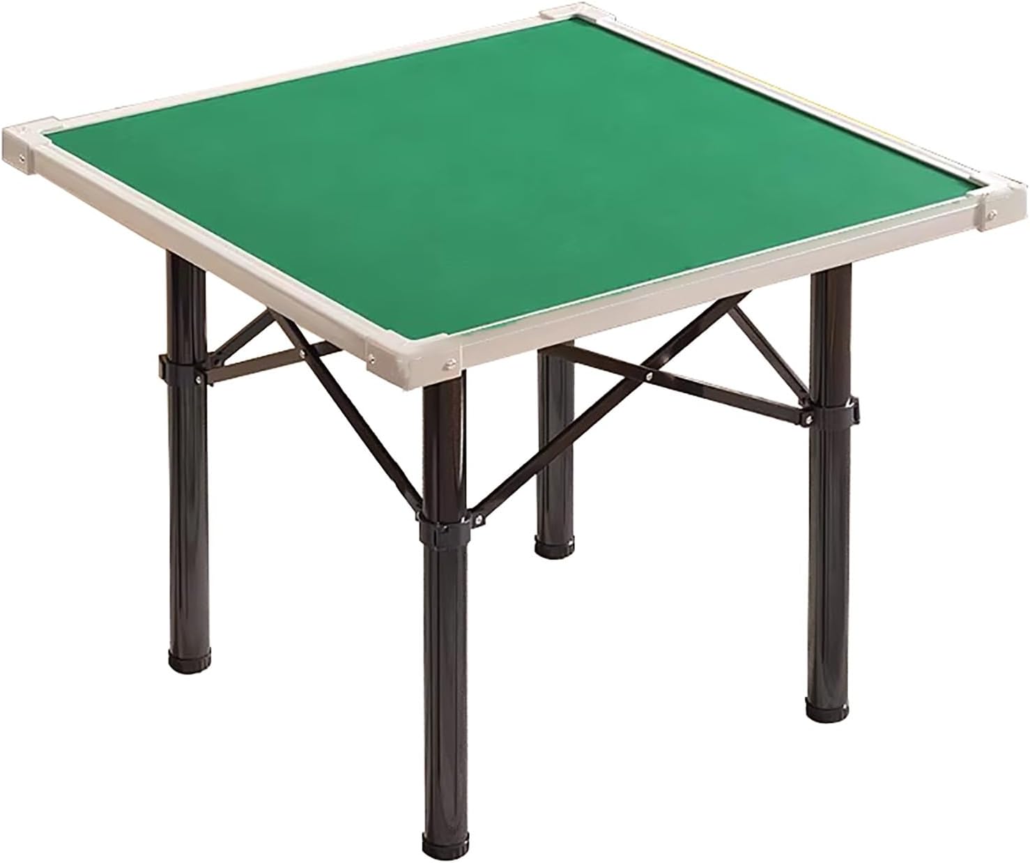 35.4" Square Folding Mahjong Table with Green Felt, Chip Trays & Cup Holders, Portable 4-Player Card & Domino Game Table for Indoor Outdoor Use(Black)