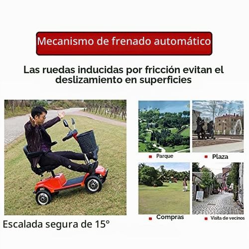 Scooter de movilidad plegable Scooter de movilidad portátil de 4 ruedas Scooter de movilidad eléctrico ligero Silla de ruedas con luces delanteras LED para adultos mayores discapacitados