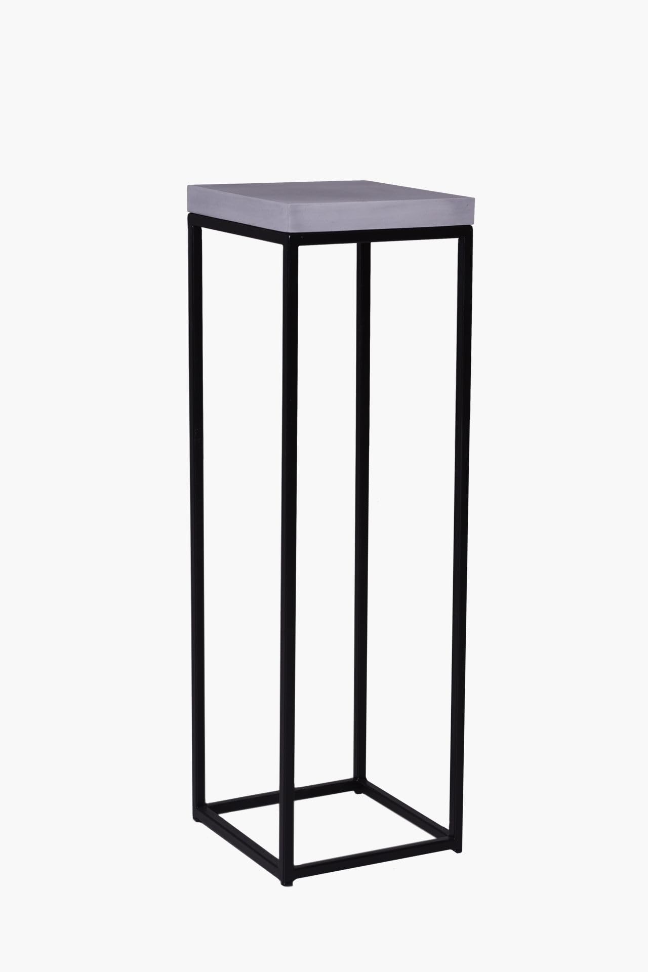 Colonne Décorative VIVANNO 100cm - Grès Blanc Et Métal Pour Plantes Ou Décoration