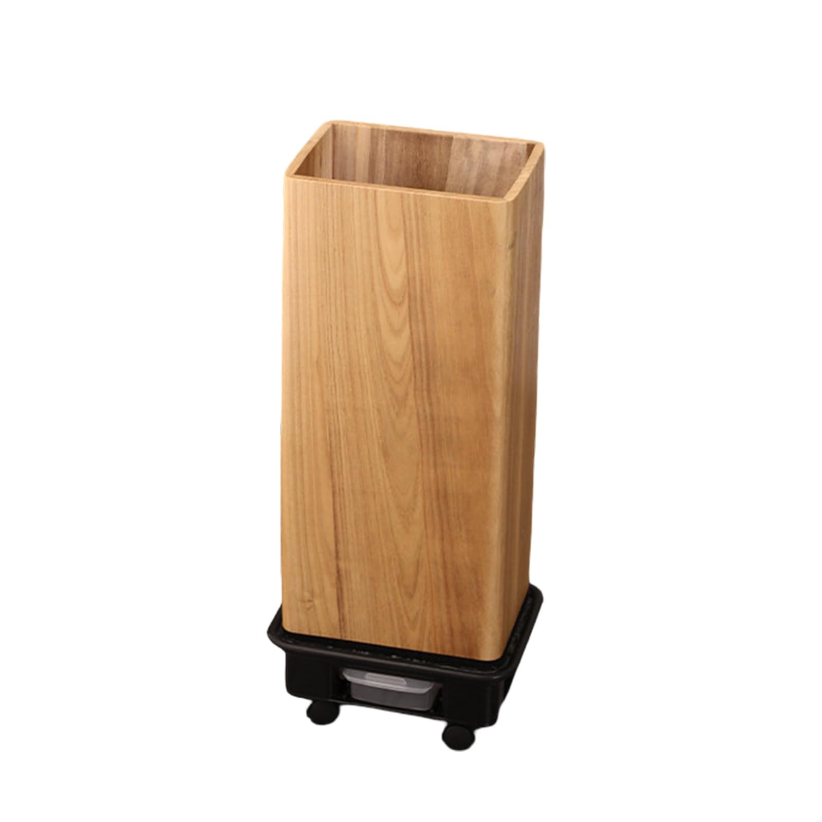 WQPMNYG Wooden Umbrella Stand for Entryway Freestanding Holder with Removable Water Tray & Wheels Indoor Storage for 6-12 Umbrellas Stylish Natural Finish Small Size