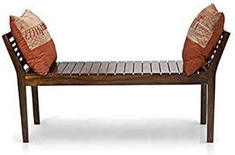 T.G. Furniture Solid Sheesham Wood Seating Bench with Armrest for Home Living Room Hall Wooden Furniture for Indoor Outdoor Garden Balcony (Natural Brown Finish)