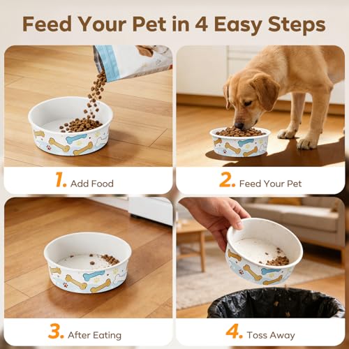 40 Pack Disposable Dog Bowls, 16 oz Paper Pet Bowls for Cats & Dogs, Disposable Cat Food Bowls for Dry Wet Food & Water, Travel Feeding Bowls for Small Medium Pets by Etersky - Image 6
