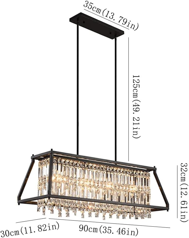 American Crystal Chandelier E12 4-Light Metal Ceiling Hanging Light Modern Home Dining Table Kitchen Suspended Light Fixture