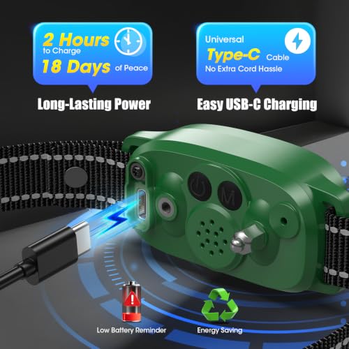 Image of Smart AI Bark Collar for Large Medium Small Dogs, Anti Barking Device with 5 Training Modes, Exclusive Forced Bark-Stopping, Rechargeable IP67 Waterproof Bark Collar with 5 Sensitivity (Green)