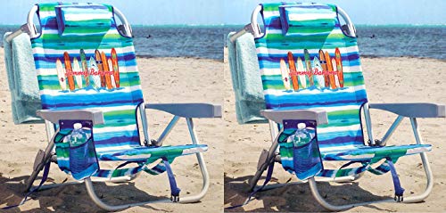 Tommy Bahama 2 Pack Backpack Beach Chair Tropical Stripe with Surf Boards Logo