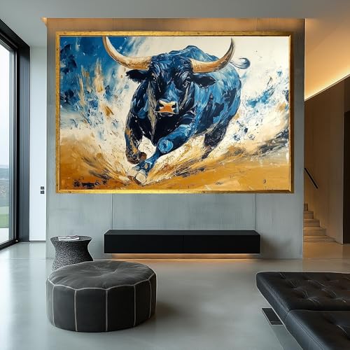 Tableau de taureau abstrait pour rompre la monotonie d'un mur blanc