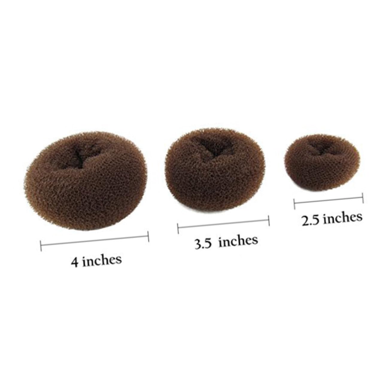 Donut de Cheveux Rond en Nylon 3 Pièces, Chignon Femme Café