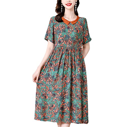 Robe d'été en soie florale orange midi : restez fraîche et élégante en taille XXXL