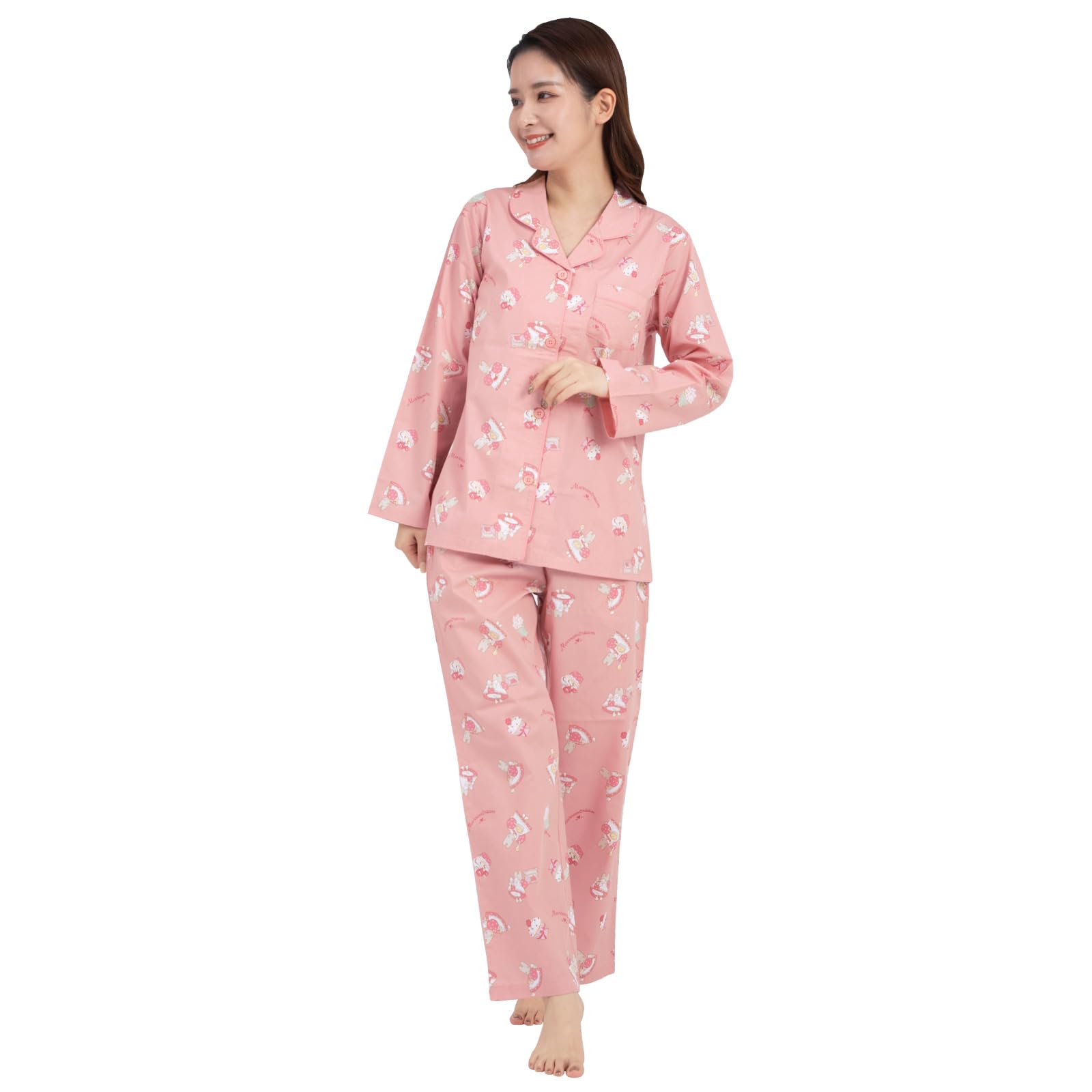 Amazon | [SAZAC] マロンクリーム シャツパジャマ 綿100％ ブロード