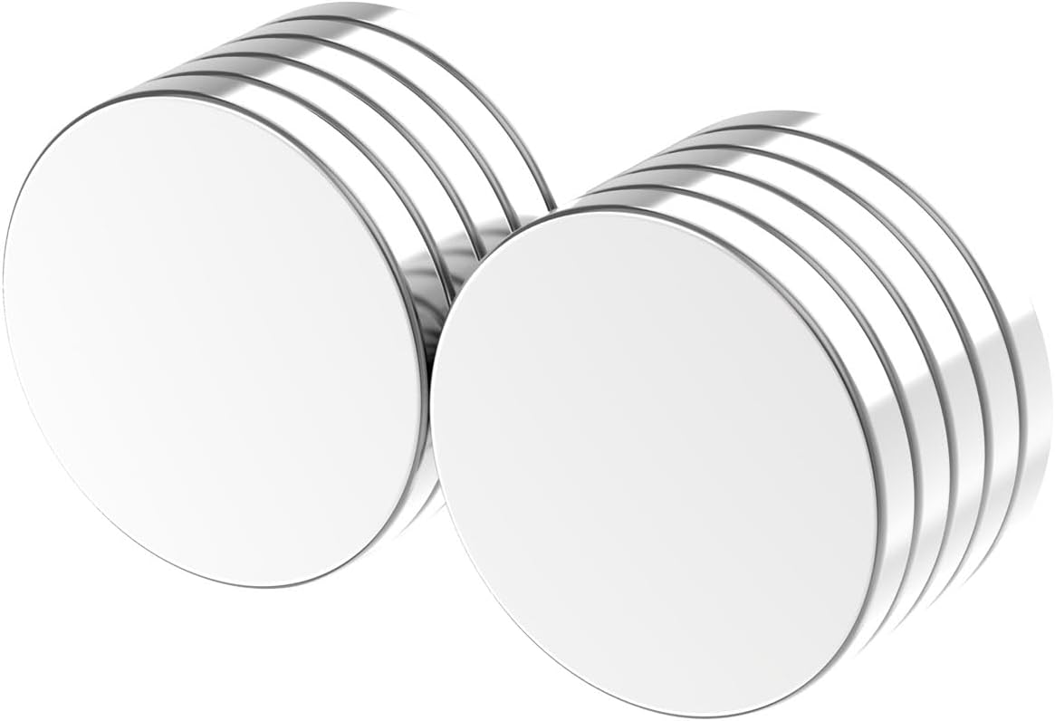 Strong Neodymium Disc Magnet N52-1.00" D x 1/8" H - 10 Pack, Most Powerful Rare Earth Magnets, Round Fridge Magnets, Refrigerator Magnet for Whiteboard, Locker, DIY Building Scientific
