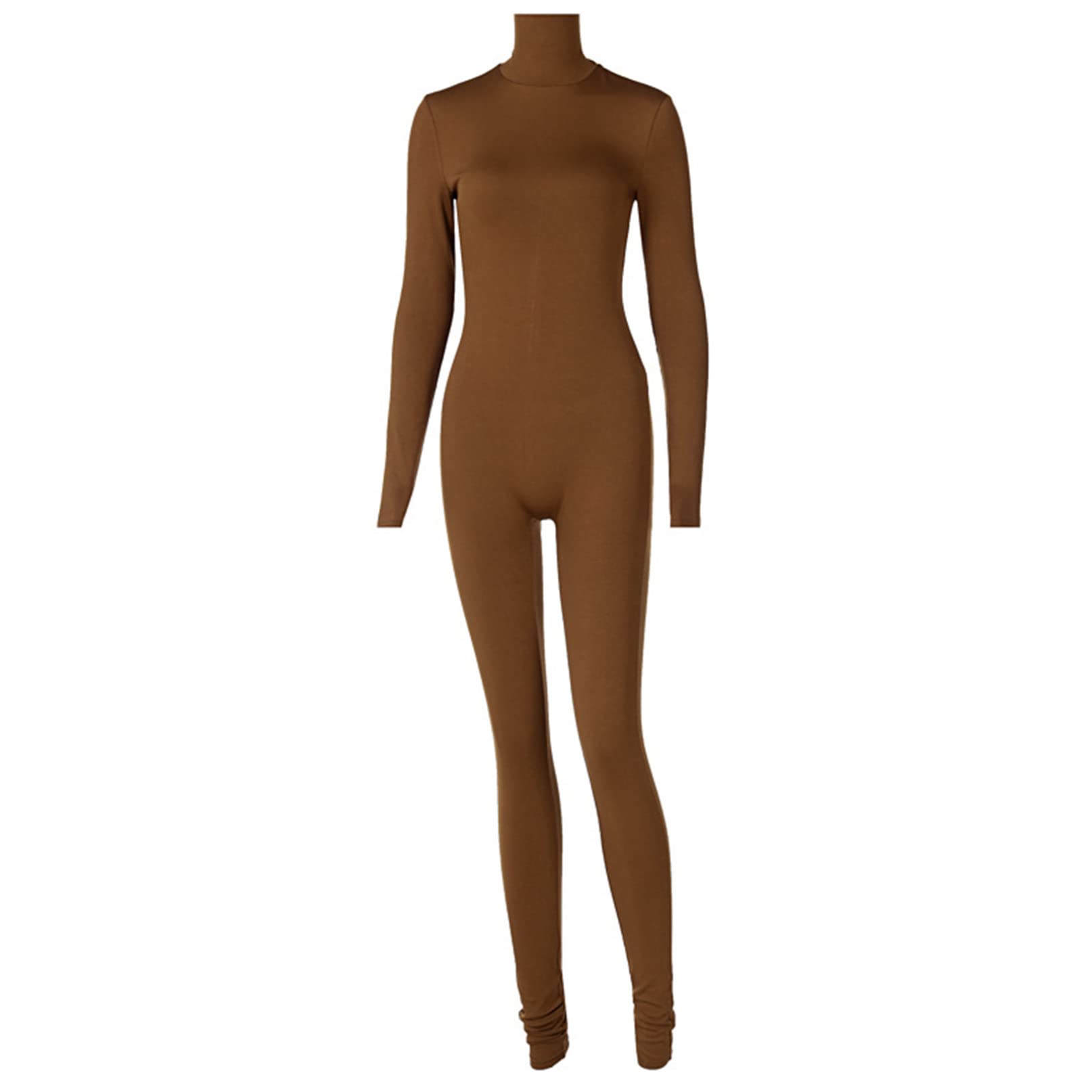 YiZYiF Mono Elástico para Mujer de Una Pieza Maillot con Manga Larga Mono Deportivo de Color Liso para Yoga Gimnasia Leotardo de Moda S-XL
