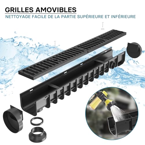 Caniveau de garage Wiltec avec grille fonte protégeant vos sols des eaux - 5
