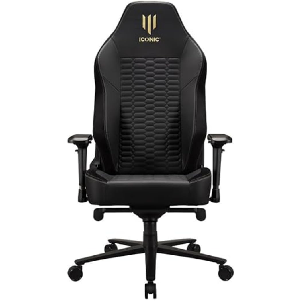 Iconic - Sedia gaming o da ufficio premium Apollon classic black gold - Sedile ergonomica gamer