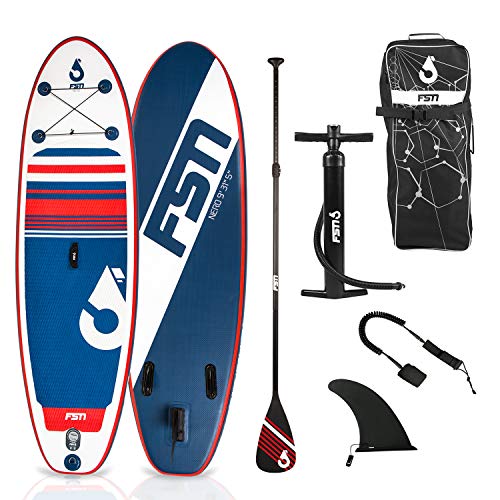 Fsn Tabla Hinchable De Paddle Surf Nero 9' - Incluye Remo Telescópico, Bomba, Leash, Aleta Extraíbles Y Bolsa De Transporte - Standup Paddle