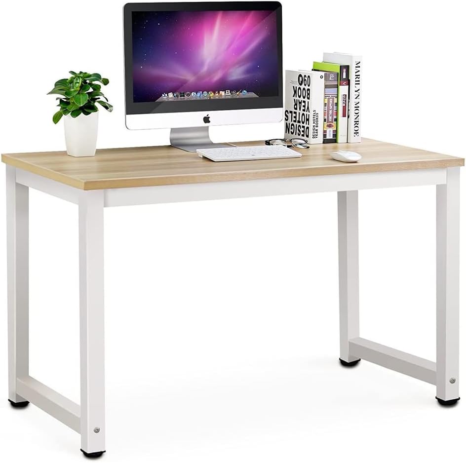 ZUIHAO Home Office Computer Desk,Large Desktop 120 * 60CM Office Desk Computer Table with Modern Simple Style Table Sturdy Writing Desk with Extra Strong Legs Study Writing Desk,Beige