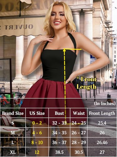 Image of ChiaoLezhee Halter Mini Bubble Dress, Date Night Birthday Homecoming, Coquette Short Corset for Women, Sexy Cute Going Out