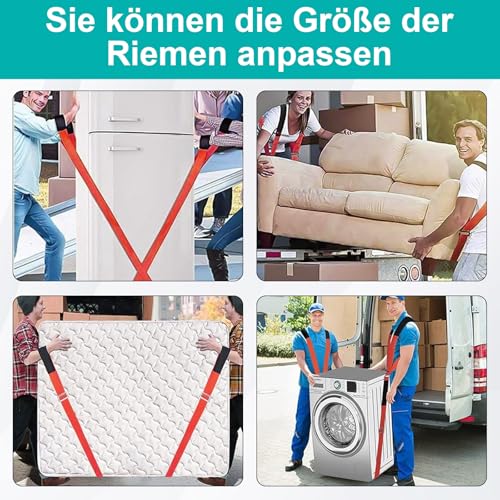 Kottwca Tragegurte Umzug 2 Personen Kit für den Umzug von Möbeln & Geräten, Tragfähigkeit 400 kg,Tragegurt für Möbel Umzugshelfer mit Rutschfesten Handschuhen, Einfaches Heben, Tragen, Möbeltragegurt