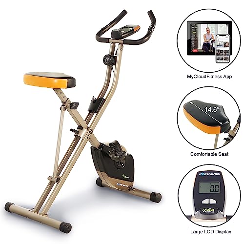 Exerpeutic Folding Bluetooth Smart Cloud Fitness Magnetic Upright Exercise Bike With Goal Setting And Free App #TOP6