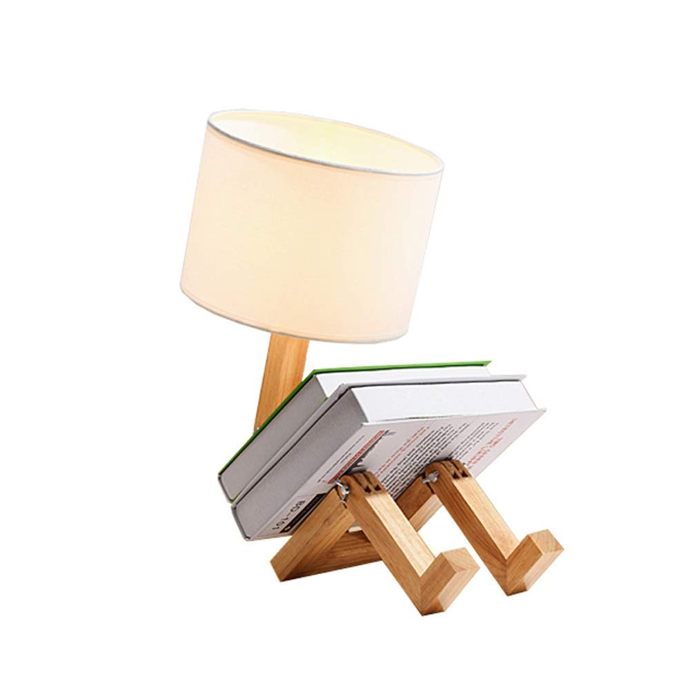 Kleine LED Houten Tafellamp, Dimbaar Nachtkastje Nachtlampje Verlichting Ontwerp Creatief Interieur Bureaulamp voor Slaapkamer Woonkamer Kinderkamer Kantoor, Studie