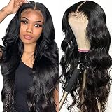 Hedy Lace Front Wigs Human Hair Body Wave Pre Plucked with Baby Hair Glueless 220% Density 4x4 Lace Closure Human Hair Wigs for Black Women Natural Color(26 Inch)