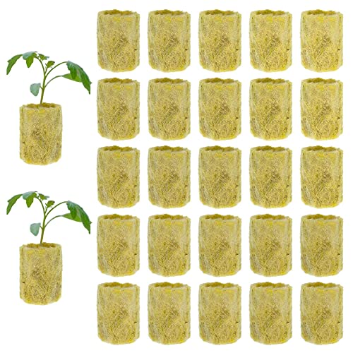 Gativs Cubo de Lana de Roca sin Suelo 50 Piezas Cubos de Cultivo Hidropónicos Bloque de Lana de Roca Plántulas HidropóNicas Tapones Agrícola Rockwool Cilíndrico Cubos de Lana de Roca Propagación
