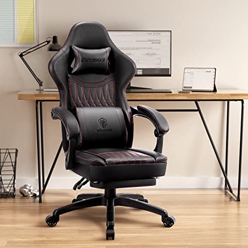 Dowinx Gaming Chair Breathable Pu Leather Gamer Chair With Pocket Spring Cushion, Ergonomic Computer Chair With Massage Lumbar Support,Adjustable Swivel Task Chair With Footrest(Black) #TOP1
