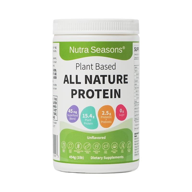 Nutra Seasons Proteína vegetal em pó com blend de cogumelos, superalimentos, prebióticos, probióticos, vitamina B12 e iodeto — 454 g