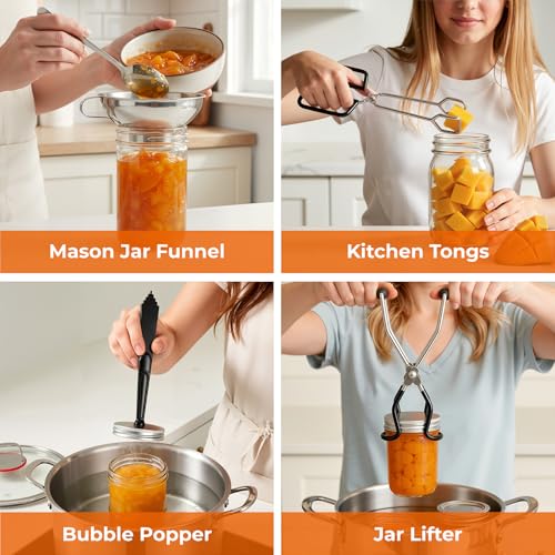 Pisol Canning Supplies Starter Kit with 21 Qt Canning Pot, Stainless Steel Canning Tool Set - Canning Rack, Wide Mouth Funnel, Pot, Lid Lifter, Tongs, Jar Wrench, Lid Lifter for Beginner, Black by Pisol - Image 3