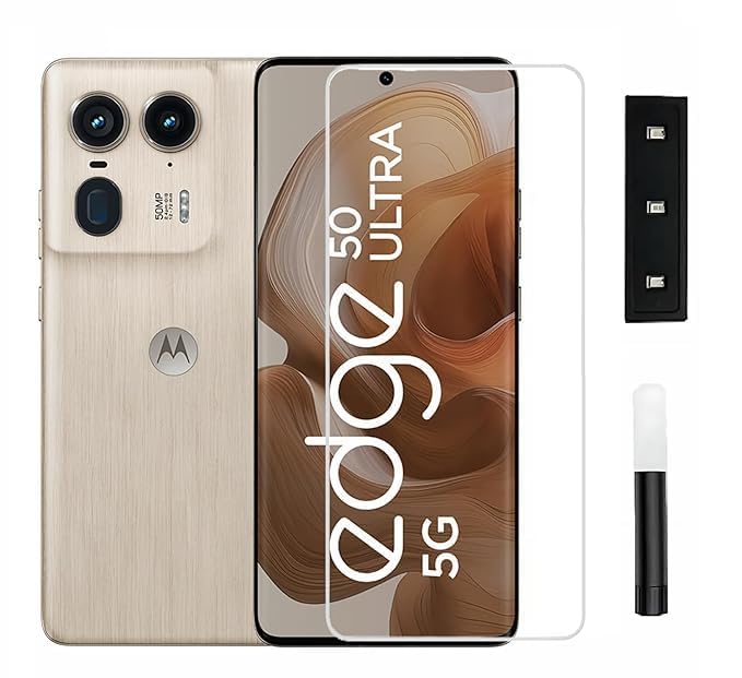 Image of Tempered Glass Screen Protector Compatible For Motorola Edge 50 ultra (3D UV) with Edge to Edge Coverage and with Easy Installation Kit