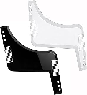 Beard Shaping and Styling Tool, 2PCS Beard Stencil Template with Inbuilt Comb (black+white)