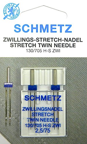 ZickZackNaehmaschine 2 Schmetz stretch zilli NGS Aiguille Twin Aiguilles 2,5/75 System 130/705