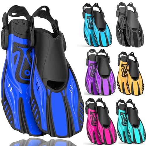 Otowaving Snorkel Fins Adjustable Open Heel Swim Flippers