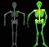 Halloween 5 Ft Skeleton Luminous Glow-in-The-Dark Skeleton for Halloween Party Bar Wall Sticker Decorations Outdoor Yard Garden Hanging Ornaments Props