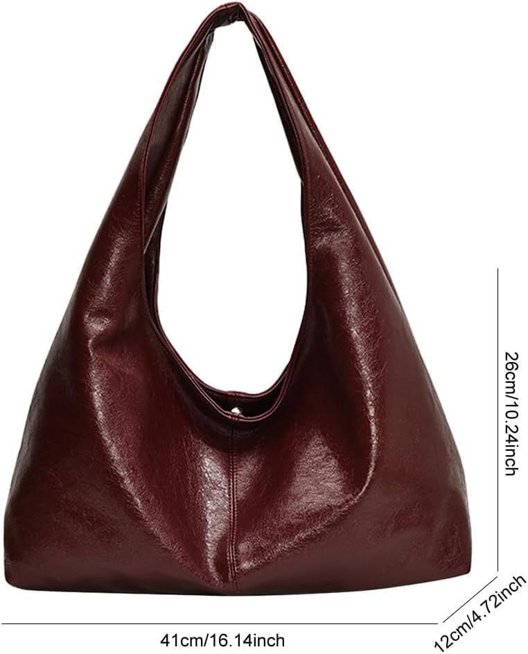 Burgundy Purse Large Tote Bags for Women Slouchy Hobo Bag Leather Hobo Bags for Women - Image 7