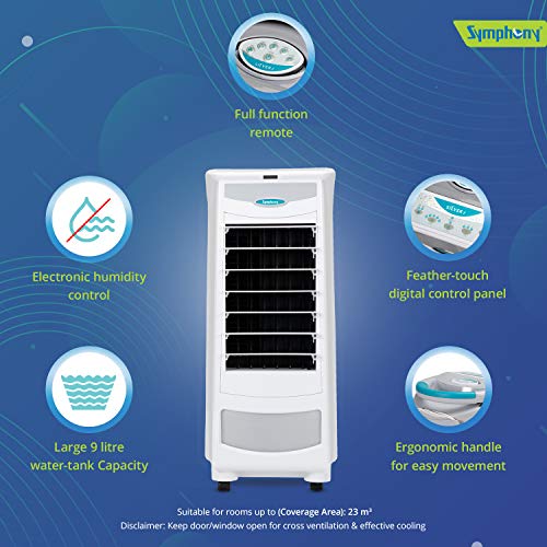 Symphony Silveri Personal And Kitchen Air Cooler With Remote, Feather
