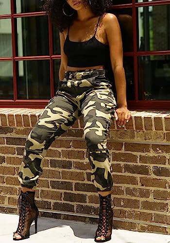Plus Size Cargo Pants For Women High Waisted Baggy Army Camo Jeans Joggers #TOP6