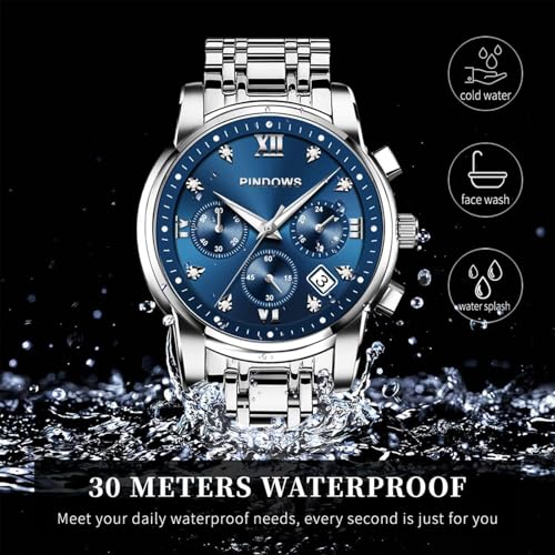Image of PINDOWS Watch for Men Big Dial Analog Digital Black Silicone Sport Multifunction Luminous LED Dial Waterproof Watches Fashion Wristwatches