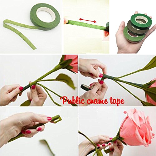 Woohome Floral Arrangement Tool Kit 3 Roll Of 1/2 Inch Floral Tapes, 1 Roll Of 22 Gauge Floral Paddle Wire And 100 Pcs Ball Head Pins For Wedding Bouquet Diy #TOP5