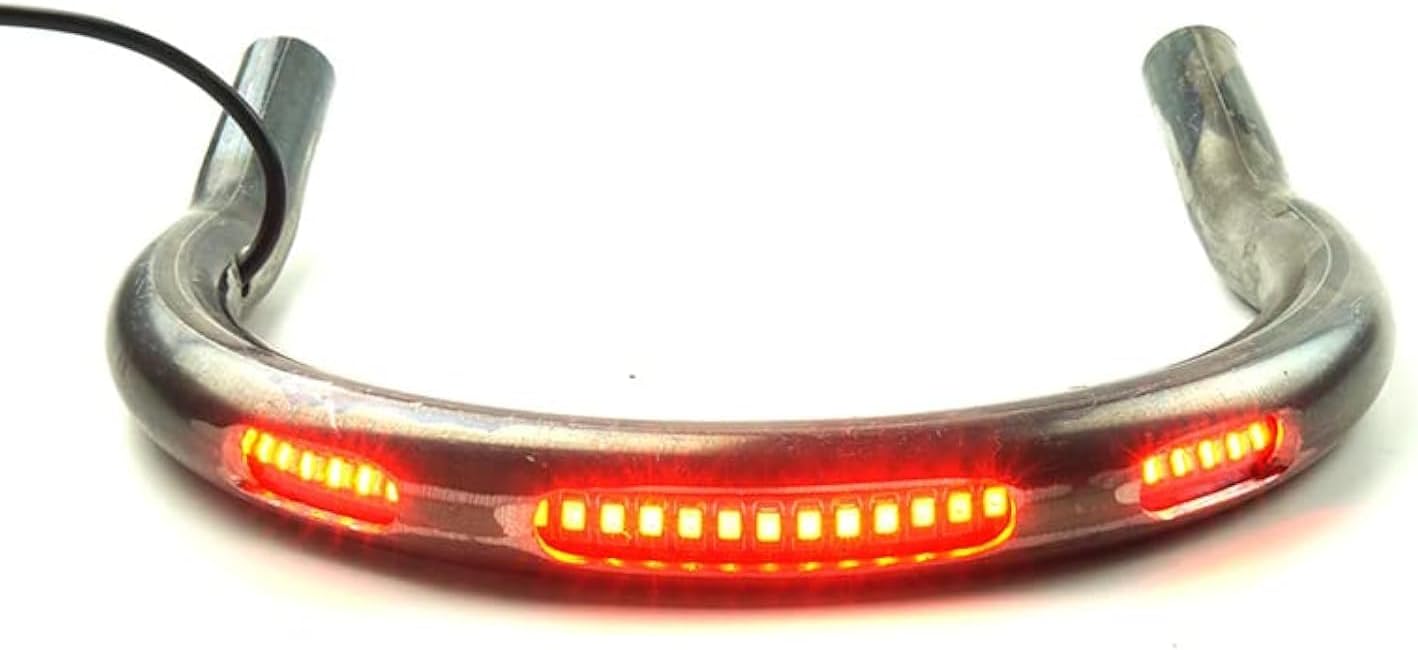 Retro Motorcycle Cafe Racer Rear Seat Frame Loop Upswept Hoop Three Lamp Holes with LED Strip Turn Singal Brake Tail Light (230mm Upswept Loop)