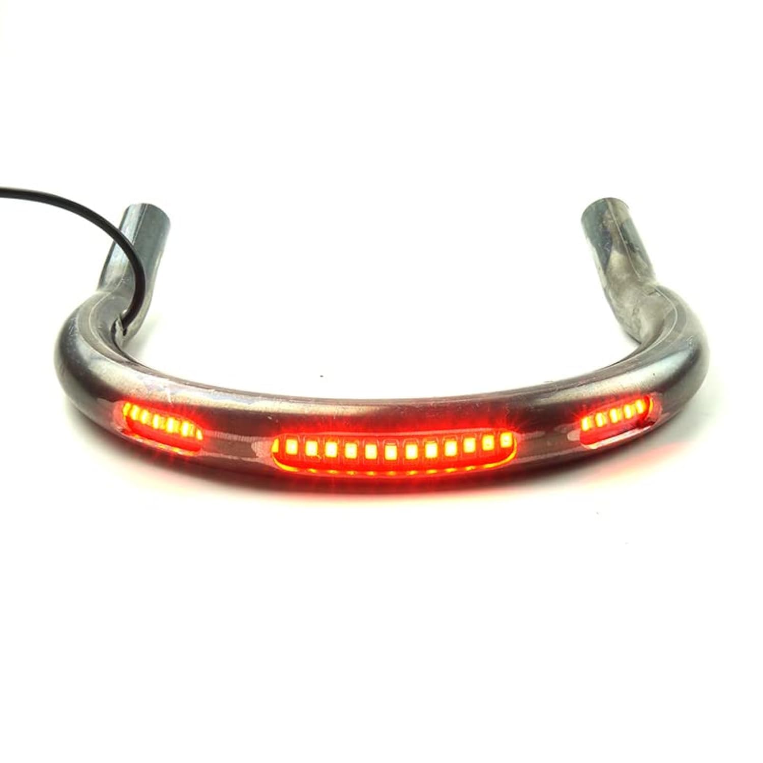 Retro Motorcycle Cafe Racer Rear Seat Frame Loop Upswept Hoop Three Lamp Holes with LED Strip Turn Singal Brake Tail Light (230mm Upswept Loop)