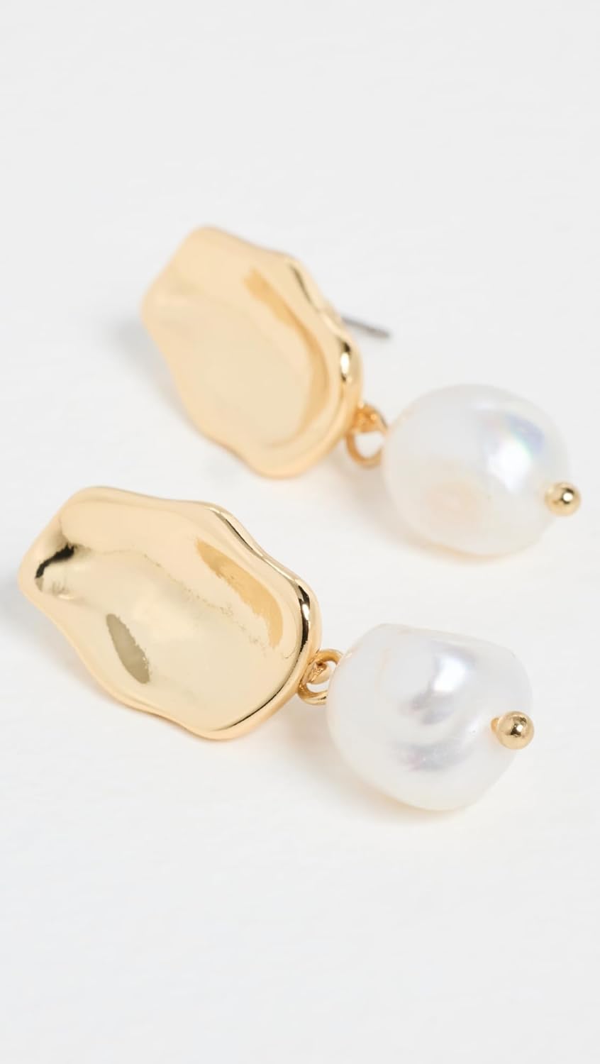 Kenneth Jay Lane Women's Fresh Water Pierced Earrings, Gold/Freshwater Pearl, One Size - Image 3