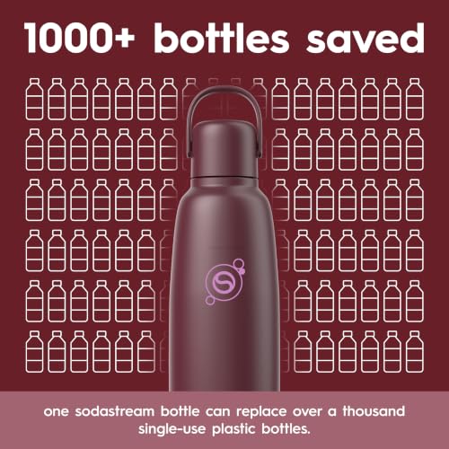 Image of sodastream Fizz & Go Cool, Stainless Steel Carbonated Water Bottle 0.9L, Insulated Metal Bottle for Sparkling Water, Compatible with TERRA, ART, ENSO & More in Pomegranate