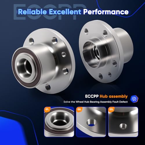 Image of ECCPP 2-Piece 513328 Wheel Hub Bearing for Volvo S60 2011-2018 | for Volvo XC60 2010-2017 w /ABS Sensor Pre-Greased Sealed
