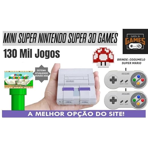 Mini Super Nintendo com 93 mil jogos 2 controles - Super 3D Games