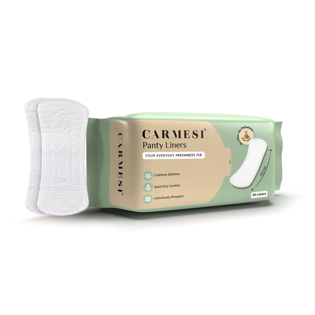 Carmesi Panty Liners - 50 Pieces | Cushiony Soft | Protect against Spotting & Light Discharge | End-To-End Sticking | Keep You Fresh & Dry All-Day Long | Non-Toxic & Unscented-image-46