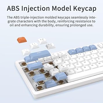 Coverzone AJAZZ AKP815 75% Low Profile Mechanical Keyboard, 4.33' LED Touch Screen, Programmable RGB Gasket Wired Keyboard, 16 Keys Special Table Controller (Blue White - Red Switch)