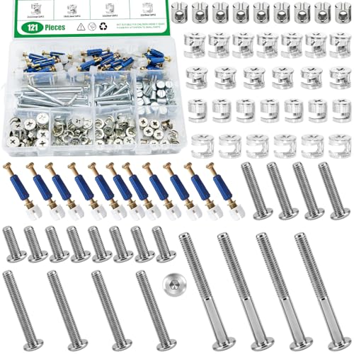 121Pcs Furniture Hardware Kit W M6x20mm/40mm/60mm/80mm Bunk Bed B...