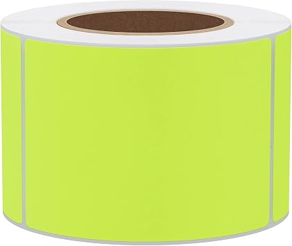 Hybsk 2x3 Inch 300pcs Fluorescent Yellow Sticker Rectangle Blank Color Coding Neon Labels for Office Organization Shipping Warehouse Labeling Fluorescent Yellow